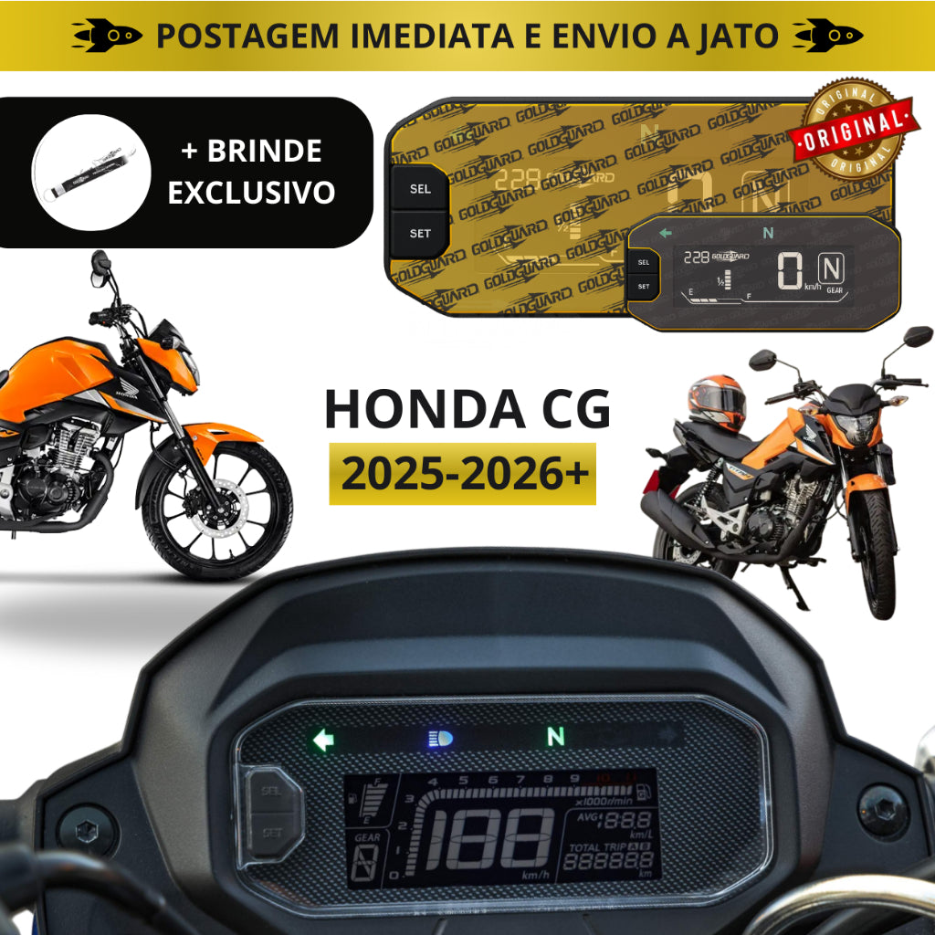 Película de painel Honda CG 160 Titan Fan Start 2025 - Gold Guard